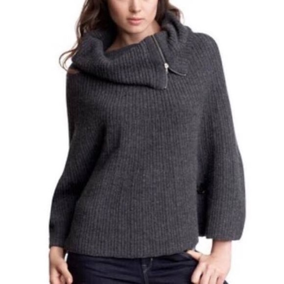 Gap Cowl Neck with Zipper Poncho Sweater - Picture 2 of 4